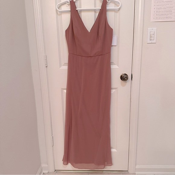 DESSY BRIDESMAID DRESS - SLEEVELESS V-BACK  - LUX CHIFFON - COLOR SIENNA - Picture 3 of 9